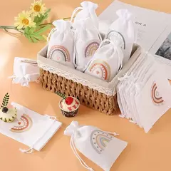 Bolsa arpillera blanca arcoiris. Precio por unidad.