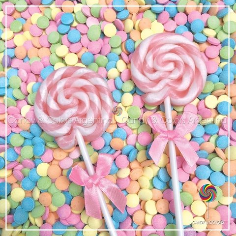 Paleta de caramelo de aprox. 6 cm de diámetro - rosa clarito y blanco