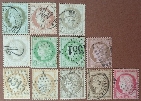 França (Yv# 50/52, 52a, 53, 53a, 54, 55/55a, 56/56a e 57) - Ceres - U - 238 Euros