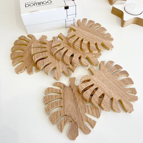POSAVASOS HOJAS DE MONSTERA X6
