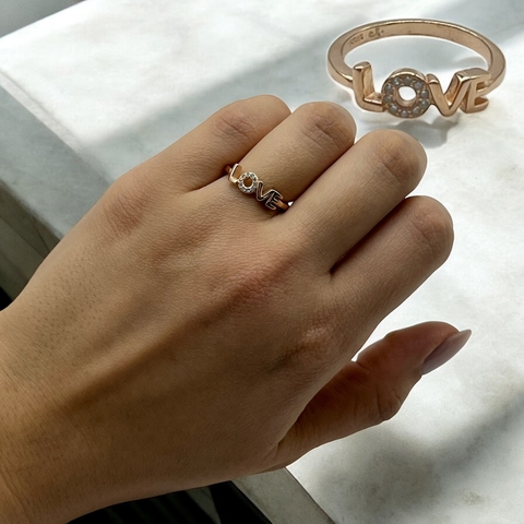 2.2 gr Anillo "Love" con cubics - Últimas Unidades Plata Italiana Rose - comprar online