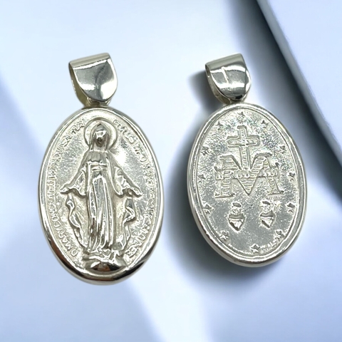 EU-6 Dije Reversible "Medalla Milagrosa" (25mm) Plata 925+Premium