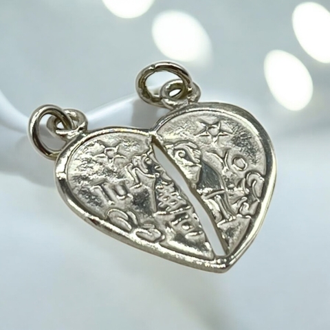 EU-73 Dije Corazon Partido (15 mm) Plata 925+Premium