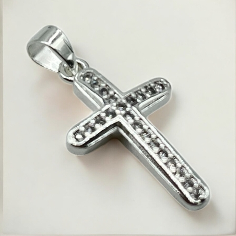 1.3 gr Dije Cruz con Cubics Blancos (20 mm) Plata-ECO