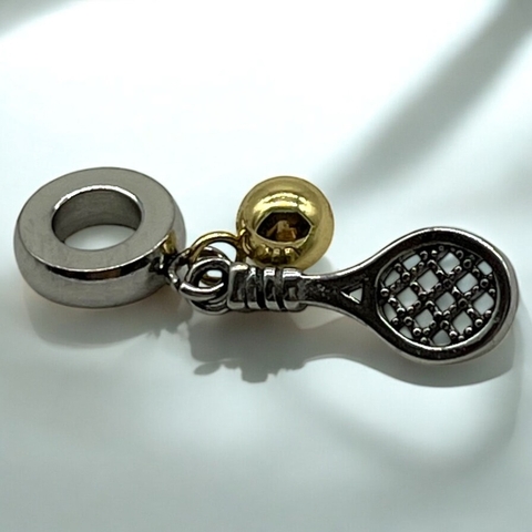 PAN-4 Dije Charm "Raqueta de Tenis" Acero Quirúrgico 316L