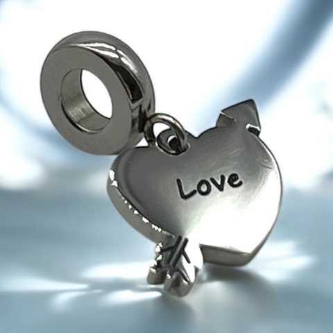 PAN-4 Dije Charm "Corazón Love" Acero Quirúrgico 316L