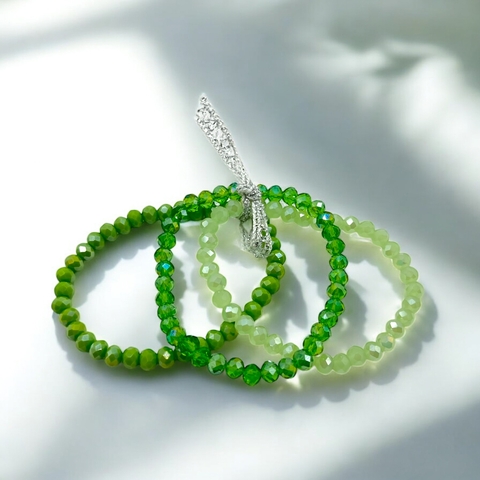 TRI-Pack 3 Pulseras Verdes Degrade Plata 925
