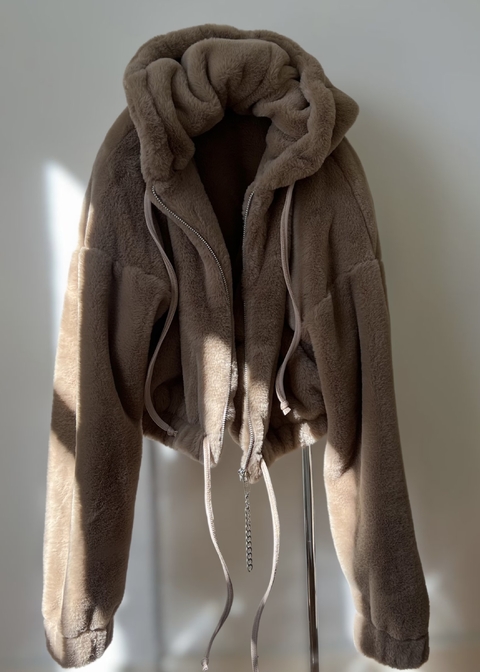 Campera Hoodie Visón Crop Skin - comprar online