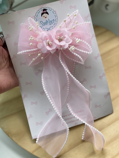 Laço Beatriz luxo organza com perolas - comprar online