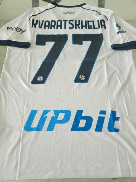 Camiseta EA7 SS Napoli Suplente Blanca Kvaratskhelia 77 2023 2024
