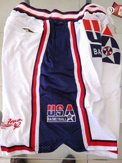 Short NBA Estados Unidos Blanco Con Bolsillos Basquet #RODAINDUMENTARIA en internet