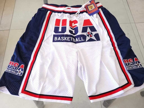 Short NBA Estados Unidos Blanco Con Bolsillos Basquet #RODAINDUMENTARIA