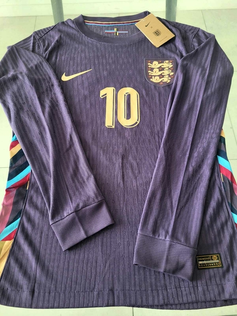 Camiseta Nike Vaporknit Inglaterra Manga Larga Suplente Negra Bellingham 10 2024 2025 Match