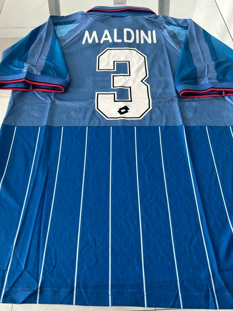 Camiseta adidas Milan Retro Suplente Azul 1995 1996 Maldini #3 - Roda Indumentaria
