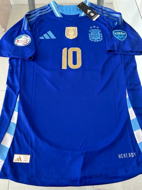 Camiseta adidas Argentina HeatRdy Suplente Azul Messi 10 Parche Campeon 2024 2025 3 Estrellas Match Parches Copa America #RODAINDUMENTARIA
