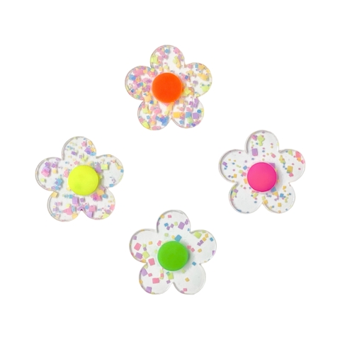 Aplique Flor Transparente Neon (Cores Mistas