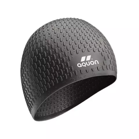 GORRA NATACIÓN AQUON BUBBLE SILICONA PELO LARGO ADULTO NEGRO