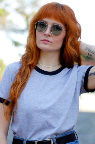Camiseta Feminina Ringer Cinza Mescla / Preto - comprar online
