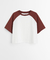 Remera corta marrón y blanca HyM