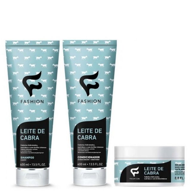 Kit Shampoo Condicionador E Máscara Leite De Cabra Kit Shampoo Condicionador E Máscara Leite De Cabra