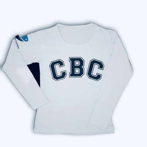 Baby look manga longa em cotton branco - comprar online