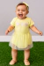 Conjunto Body Vestido Bebê Tule com Flores Cotton Amarelo Amanteigado 3 a 12 Meses - comprar online