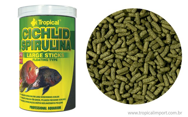 Ração Tropical Cichlid Spirulina Large Sticks - 300g Ração Tropical Cichlid Spirulina Large Sticks - 300g