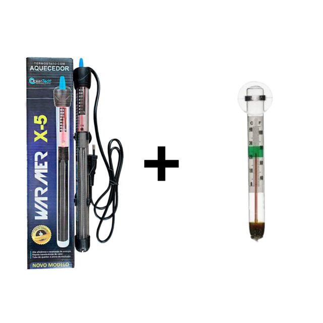 Aquecedor Com Termostato Ocean Tech X-5 50W - 127V + Brinde Aquecedor Com Termostato Ocean Tech X-5 50W - 127V + Brinde