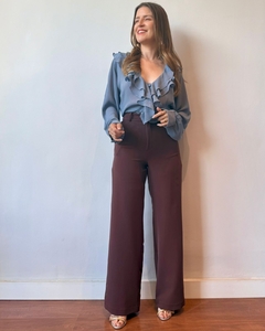 Calça Reta Alfaiataria Rejane - Marrom - comprar online