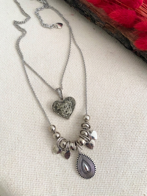 collar corazón pirita