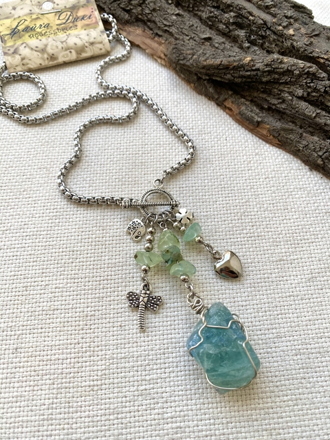 Collar Paz y tranquilidad prehenita fluorita