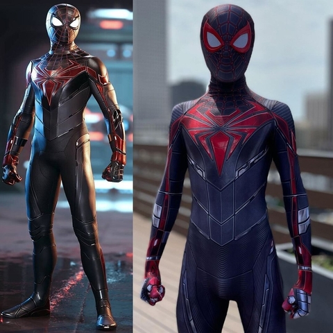 Fantasia Miles Morales Traje Tecnológico Adulto Cosplay Luxo Profissional Fantasia Miles Morales Traje Tecnológico Adulto Cosplay Luxo Profissional