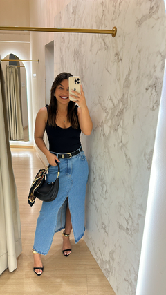 SAIA MIDI JEANS FENDA - loja online