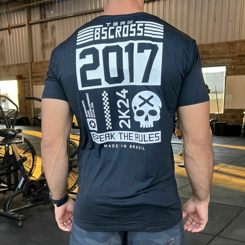 Camiseta Masculina Básica Bscross Caveira Fogo Preta