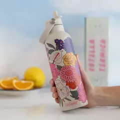 Botella termica pink elephant flores crema - comprar online