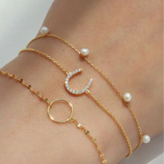 Pulsera Mini Perlitas en Plata 925 Dorada - comprar online
