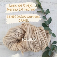 LANA Oveja MERINO SEMIGORDA 24 micras TINTES NATURALES -100grs