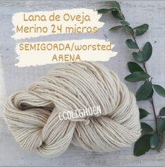 LANA Oveja MERINO SEMIGORDA 24 micras TINTES NATURALES -100grs - Ecolighuen