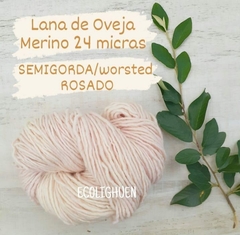 Imagen de LANA Oveja MERINO SEMIGORDA 24 micras TINTES NATURALES -100grs