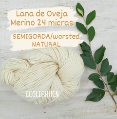 Imagen de LANA Oveja MERINO SEMIGORDA 24 micras TINTES NATURALES -100grs