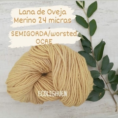 LANA Oveja MERINO SEMIGORDA 24 micras TINTES NATURALES -100grs - comprar online