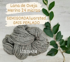 LANA Oveja MERINO SEMIGORDA 24 micras TINTES NATURALES -100grs