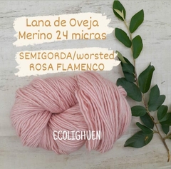 LANA Oveja MERINO SEMIGORDA 24 micras TINTES NATURALES -100grs