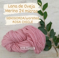 LANA Oveja MERINO SEMIGORDA 24 micras TINTES NATURALES -100grs - Ecolighuen