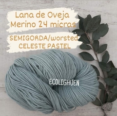 LANA Oveja MERINO SEMIGORDA 24 micras TINTES NATURALES -100grs - Ecolighuen