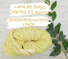 LANA Oveja MERINO SEMIGORDA 24 micras TINTES NATURALES -100grs - tienda online