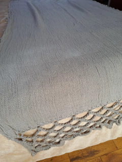 PIE DE CAMA / MANTA tejido en telar con hilo de puro algodón teñido con tintes naturales - tienda online