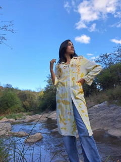 MAXI CAMISA en LINO PREMIUM con IMPRESIÓN BOTÁNICA