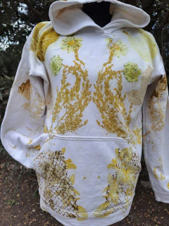 CANGURO OVERSIZE ALGARROBO frisa doble premium puro algodón e Impresión Botánica - Ecolighuen