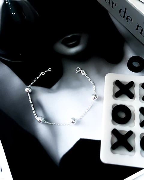 PULSEIRA BOLAS GRANDES ESPAÇADAS PRATA 925